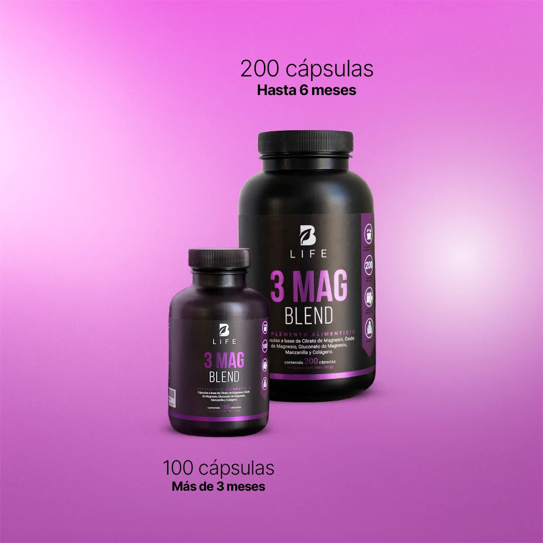 B Life 3 Mag Blend | Mezcla de Citrato, Óxido y Gluconato de Magnesio 200 Capsulas