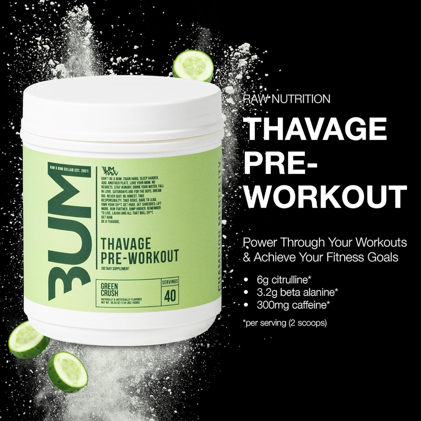 Raw Nutrition Bum Thavage Pre-Workout 40 Servicios