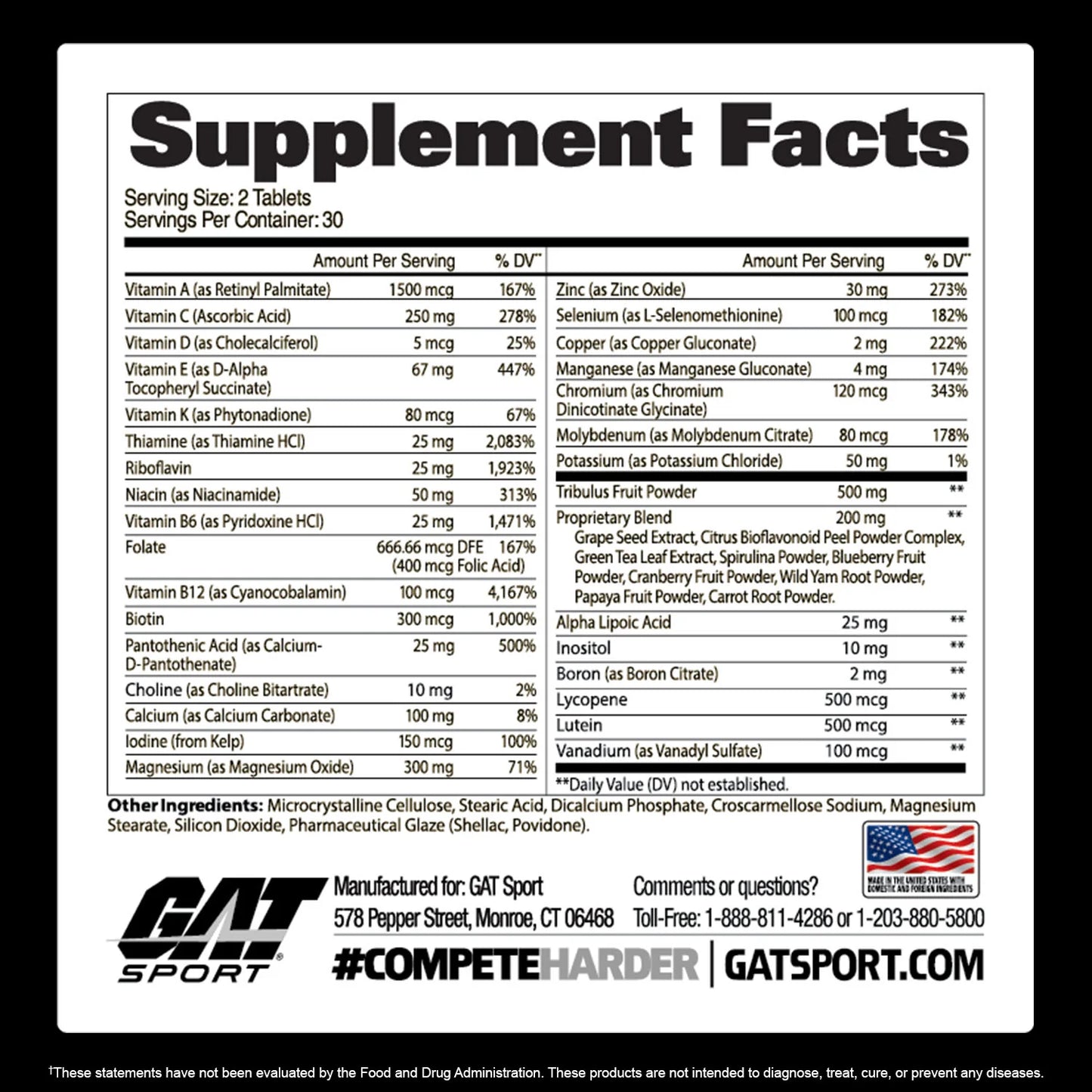 Gat Sport Mens Multi + Test 60 Tabletas