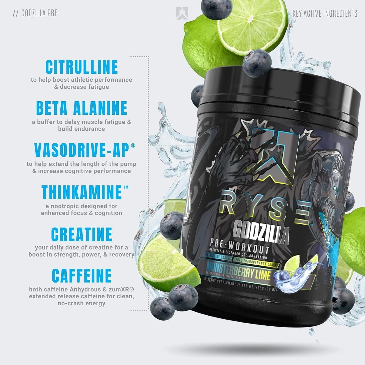 Ryse Godzilla Pre-Workout 40 Servicios