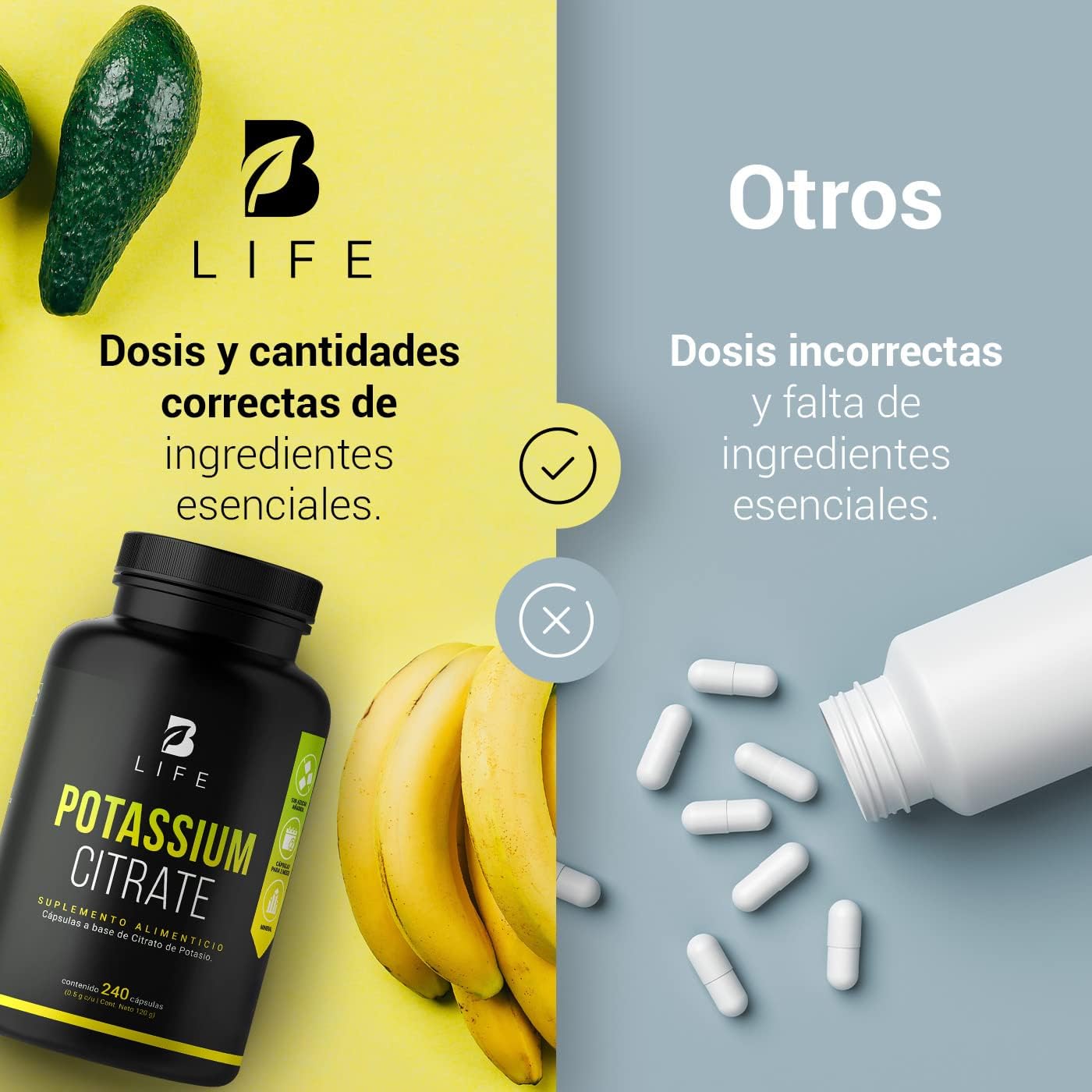 B Life Potassium Citrate | Citrato de Potasio 240 Capsulas