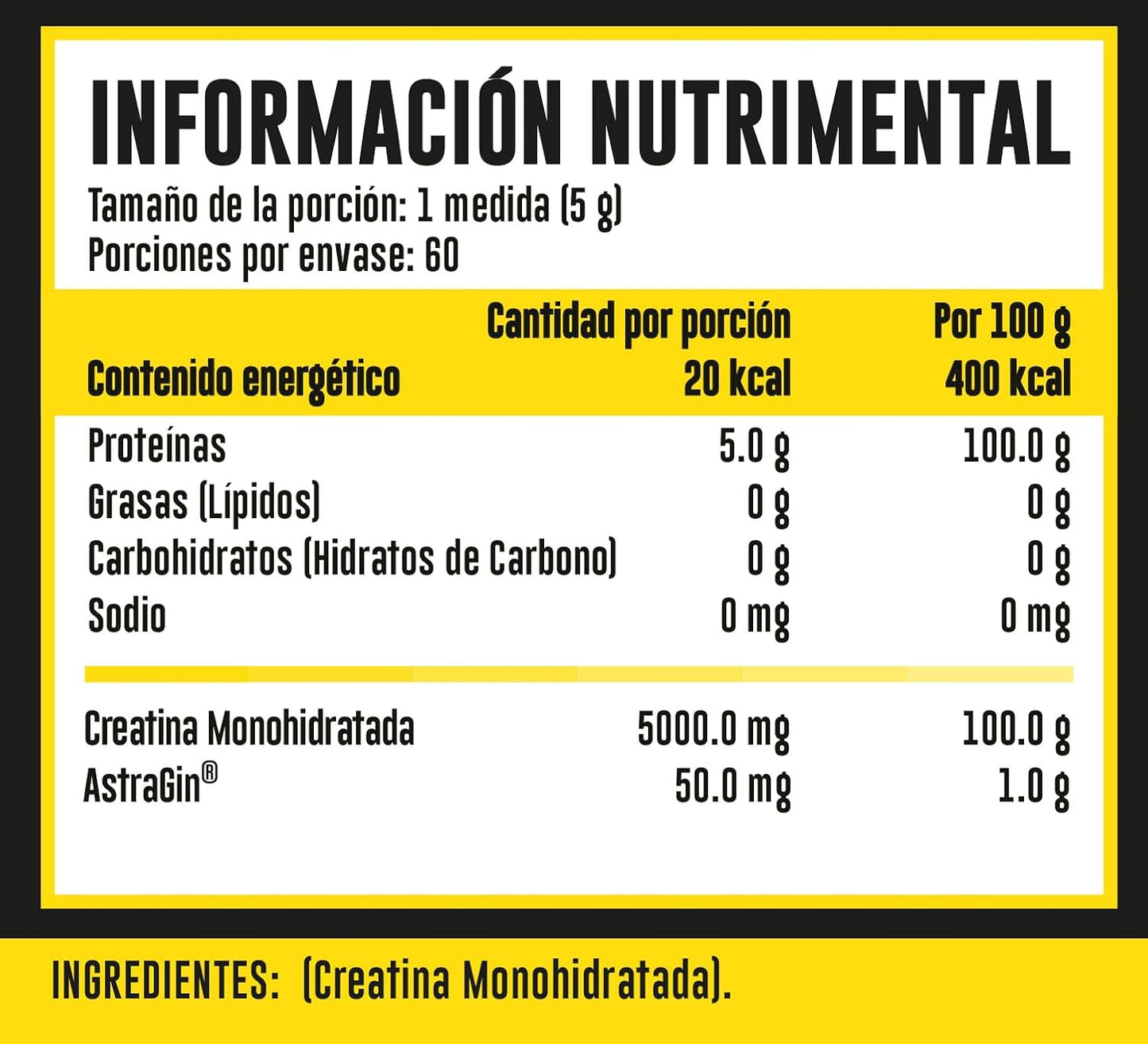 Advance Nutrition Creatina + Astragin 450 Gramos 90 Servicios