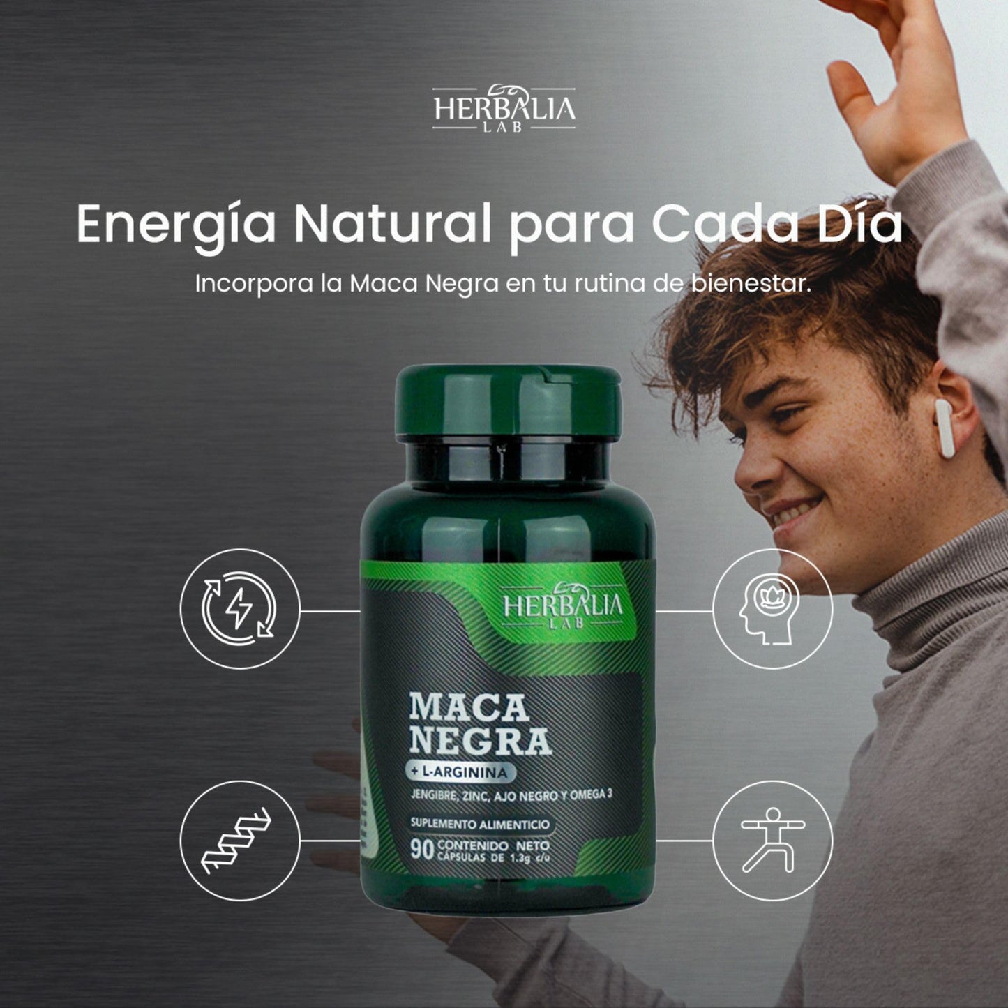 Herbalia Lab Maca Negra + L-Arginina 90 Capsulas