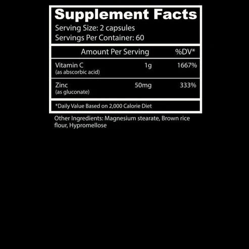 Insane Labz Vitamina C + Zinc 120 Capsulas