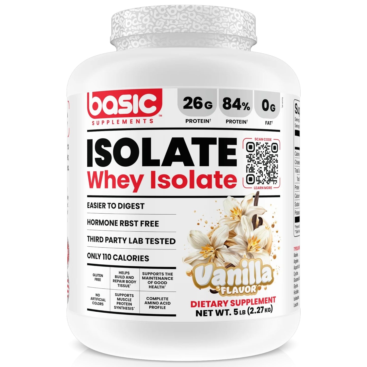 Basic Supplements Isolate Whey Protein 5 Lbs