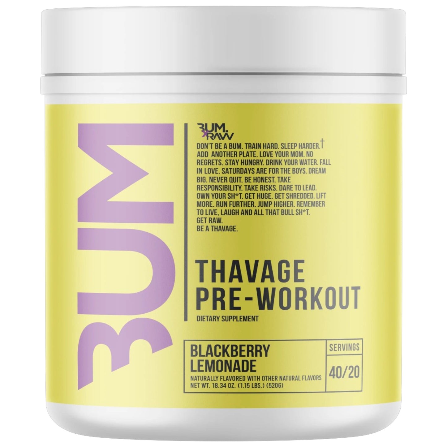Raw Nutrition Bum Thavage Pre-Workout 40 Servicios