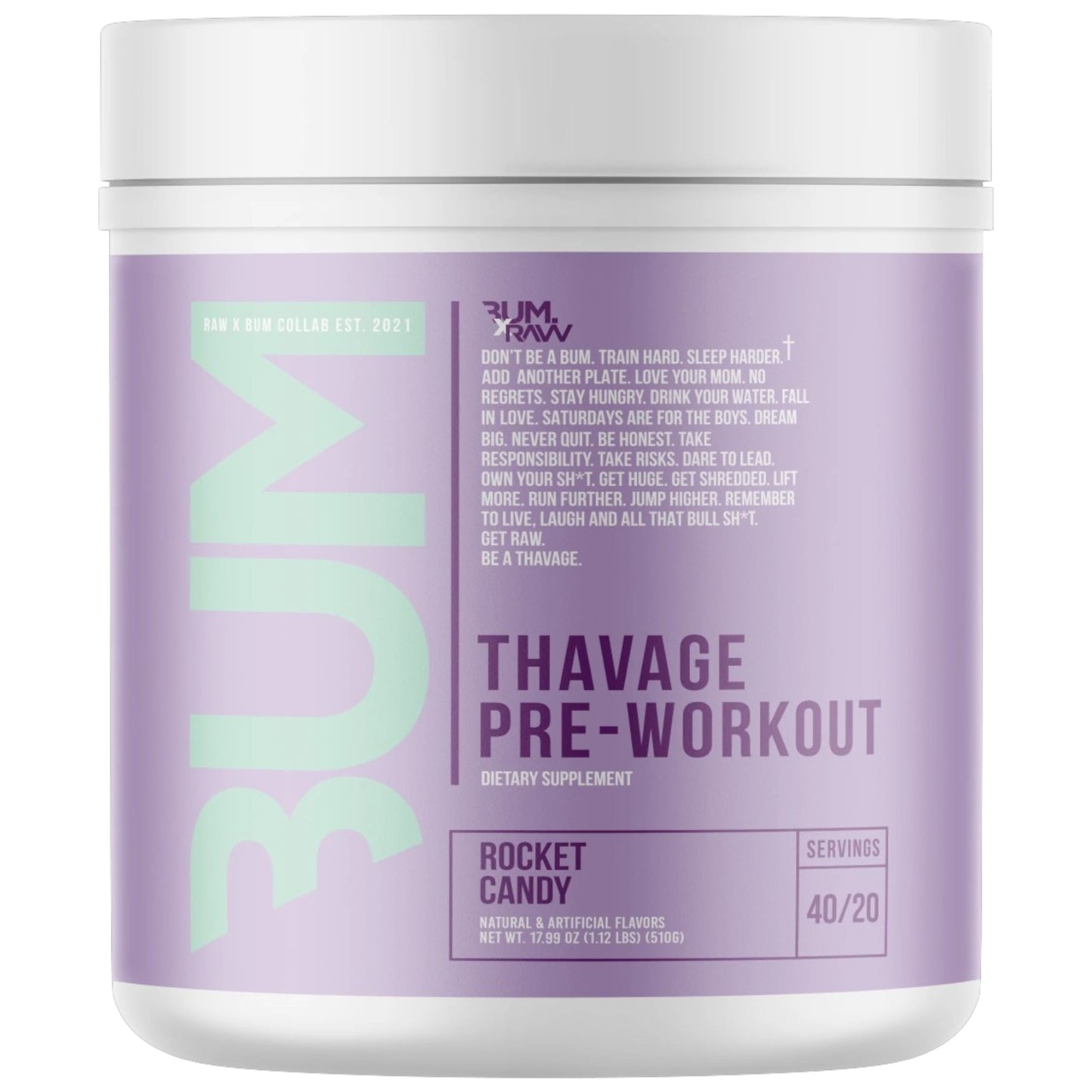 Raw Nutrition Bum Thavage Pre-Workout 40 Servicios
