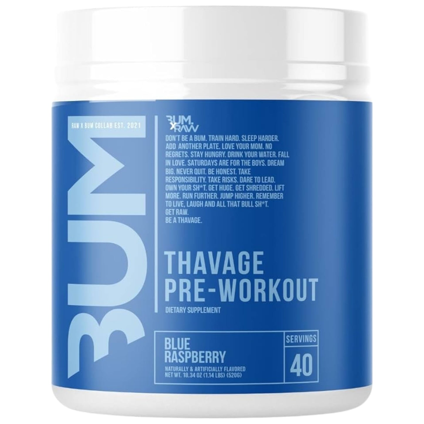 Raw Nutrition Bum Thavage Pre-Workout 40 Servicios