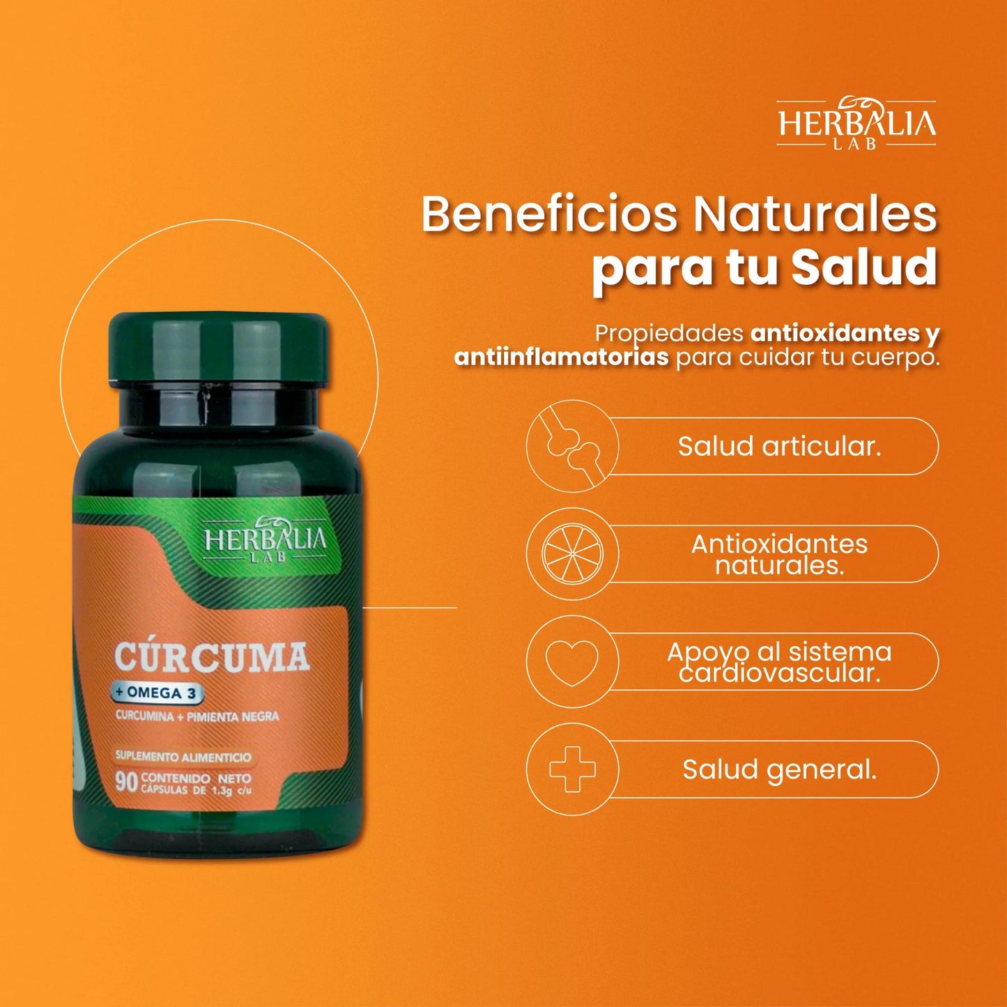 Herbalia Lab Curcuma + Omega 3 90 Capsulas