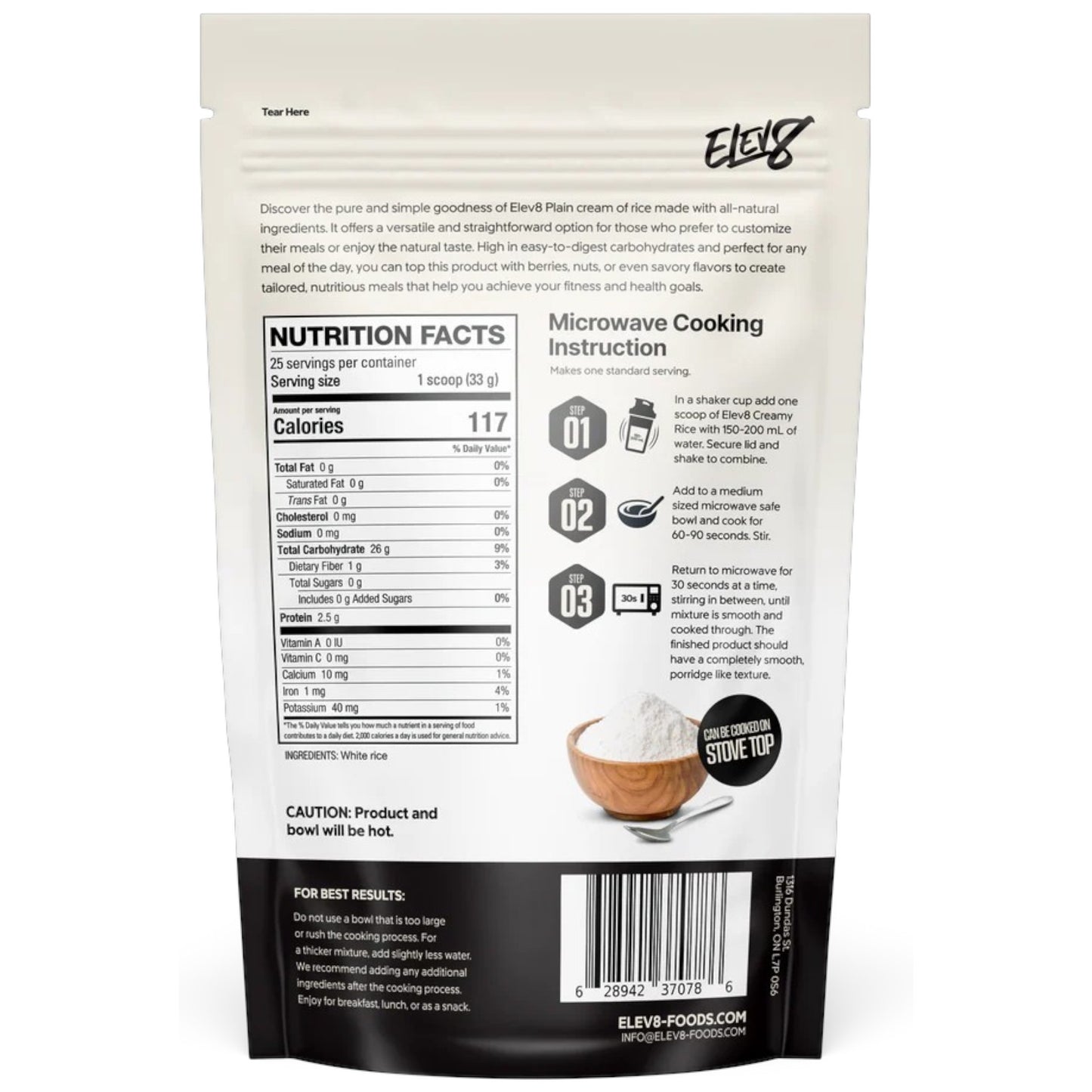Elev8 Creamy Rice Plain 25 Servicios
