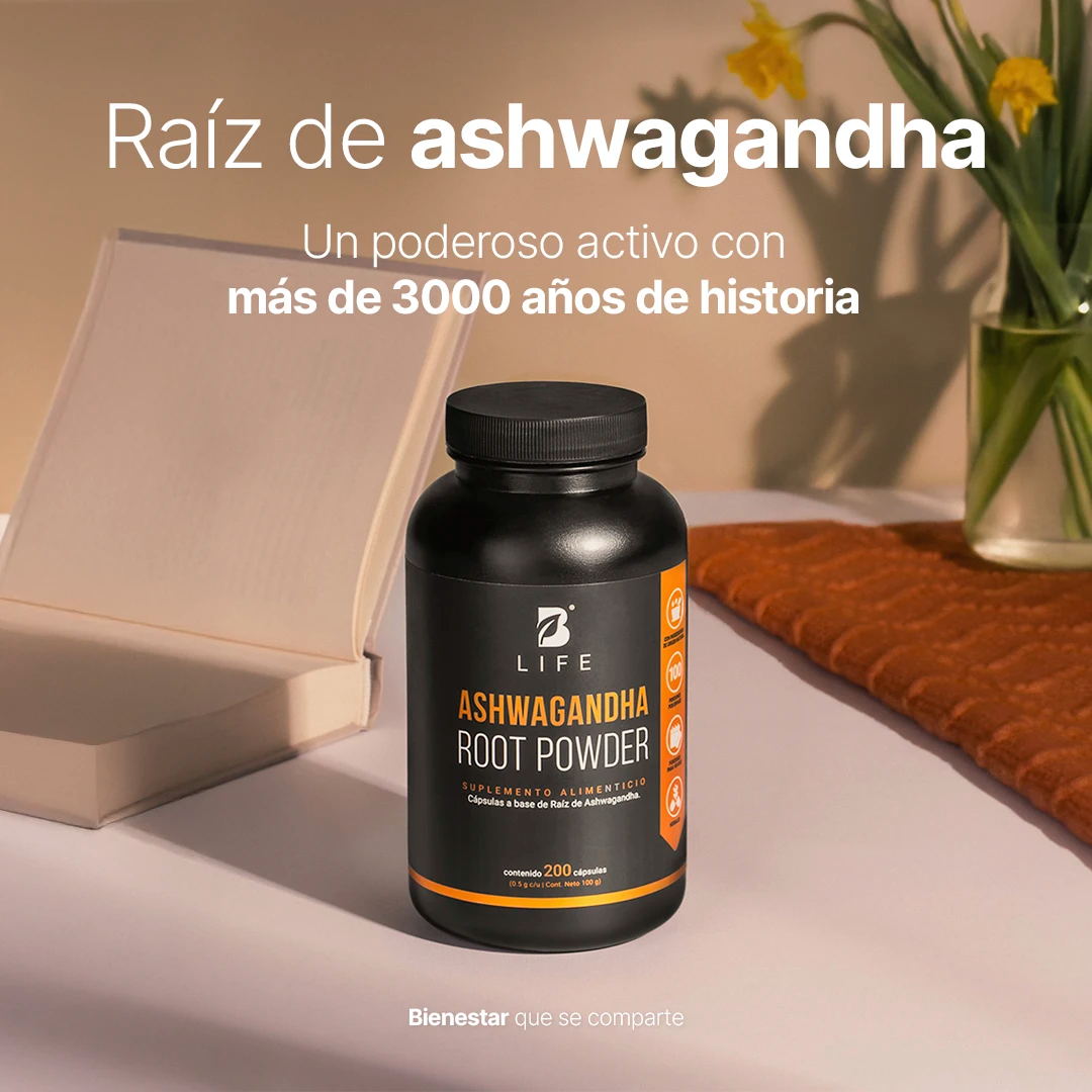 B Life Ashwagandha Root Powder | Raíz de Ashwagandha 200 Capsulas