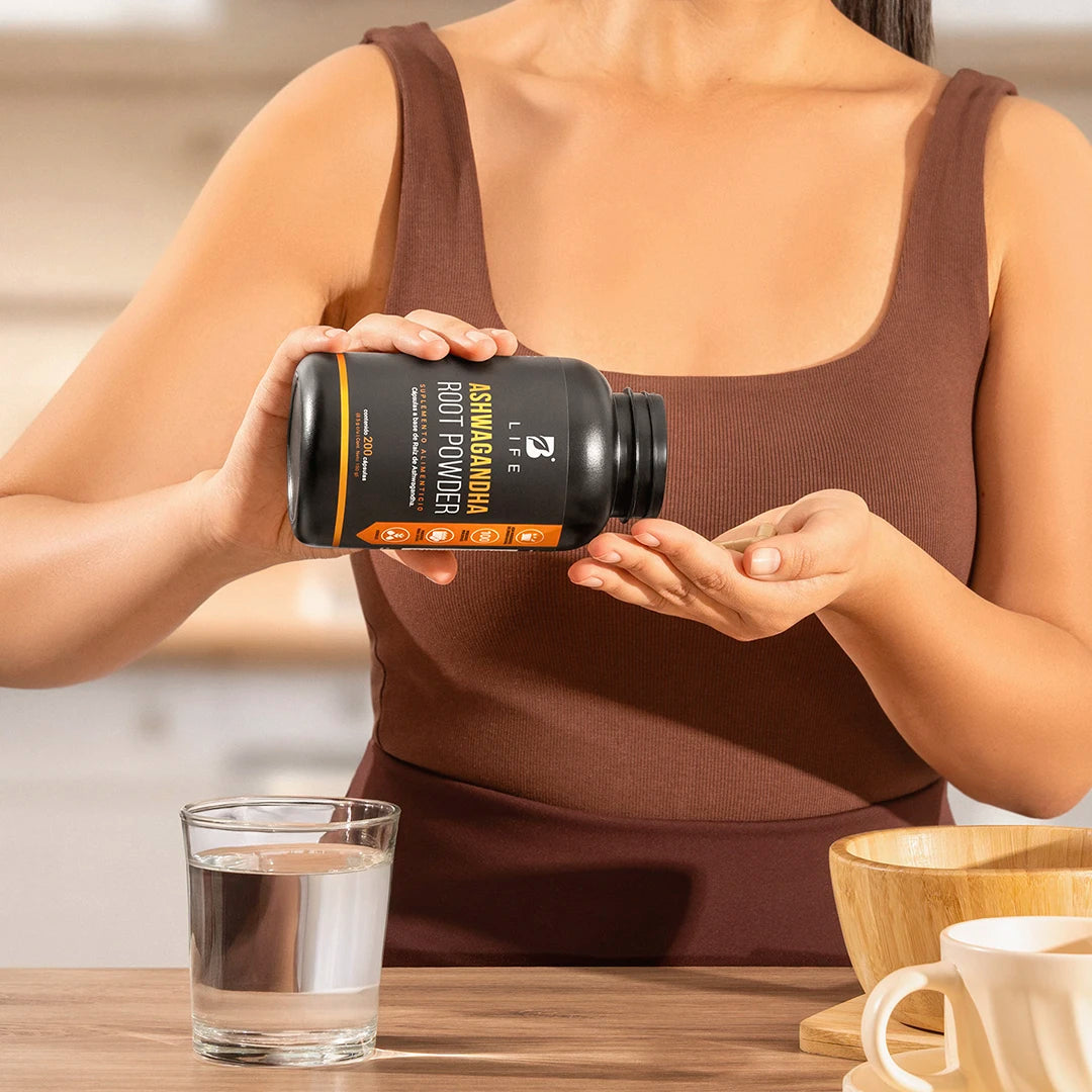 B Life Ashwagandha Root Powder | Raíz de Ashwagandha 200 Capsulas