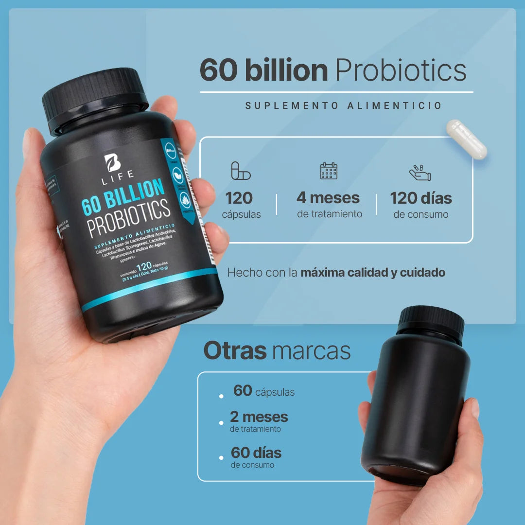 B Life 60 Billion Probiotics | 60 Billones de Probióticos 120 Capsulas