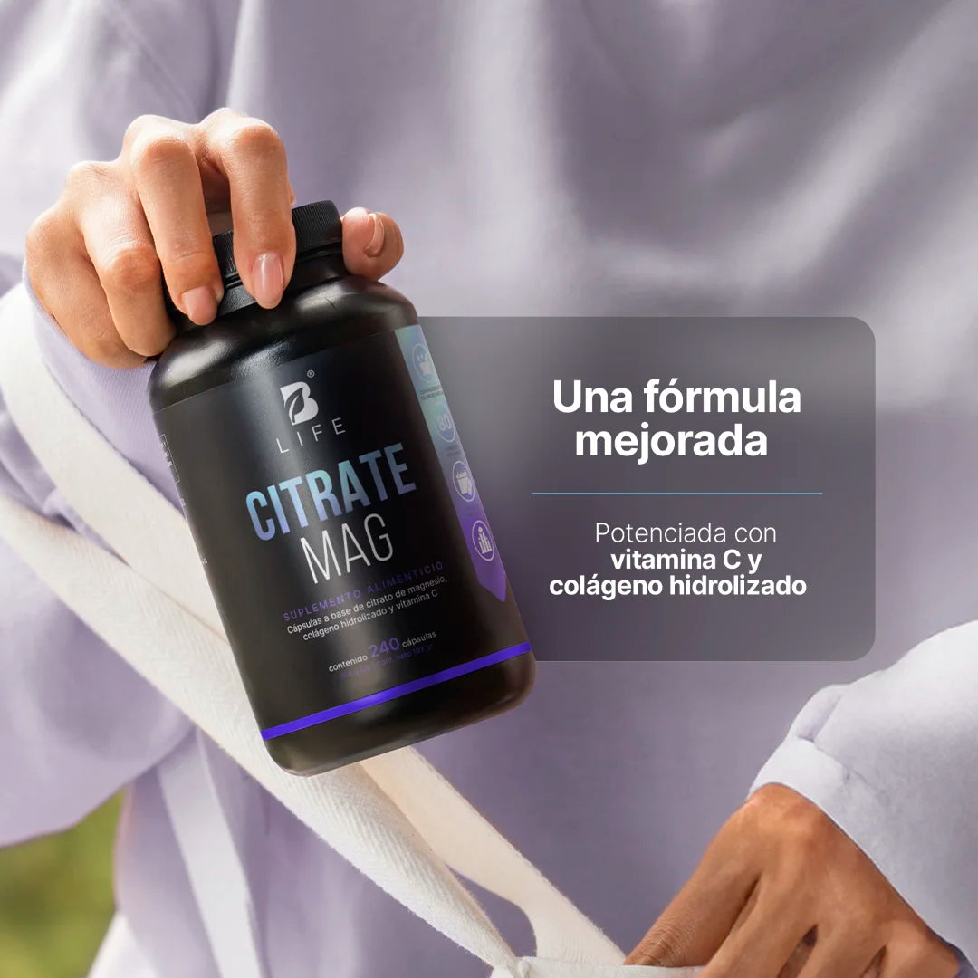 B Life Citrate Mag | Citrato de Magnesio | Nueva Fórmula Potenciada 240 Capsulas