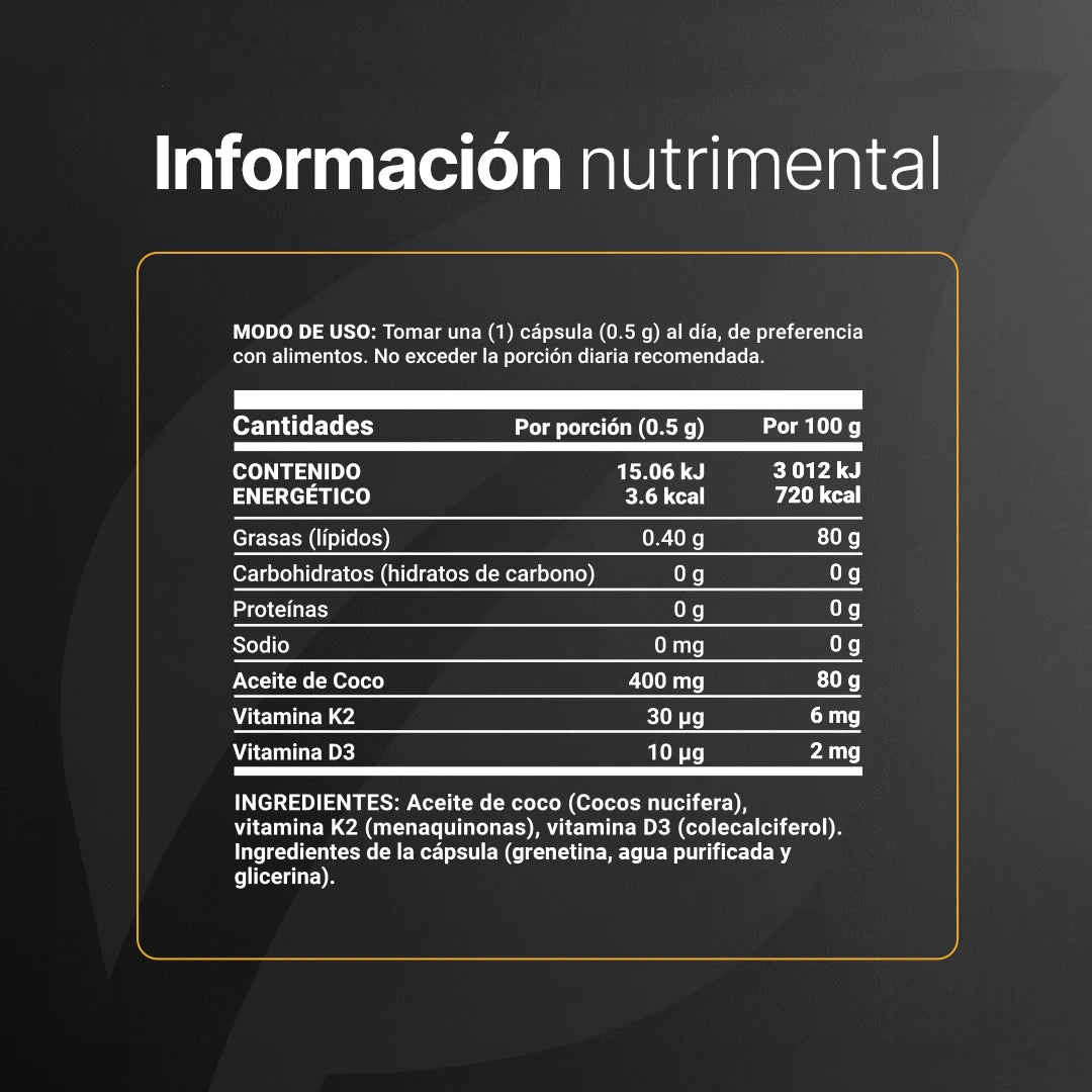 B Life Coconut Oil D3+K2 | Aceite de Coco, Vitamina D3 y K2 300 Capsulas