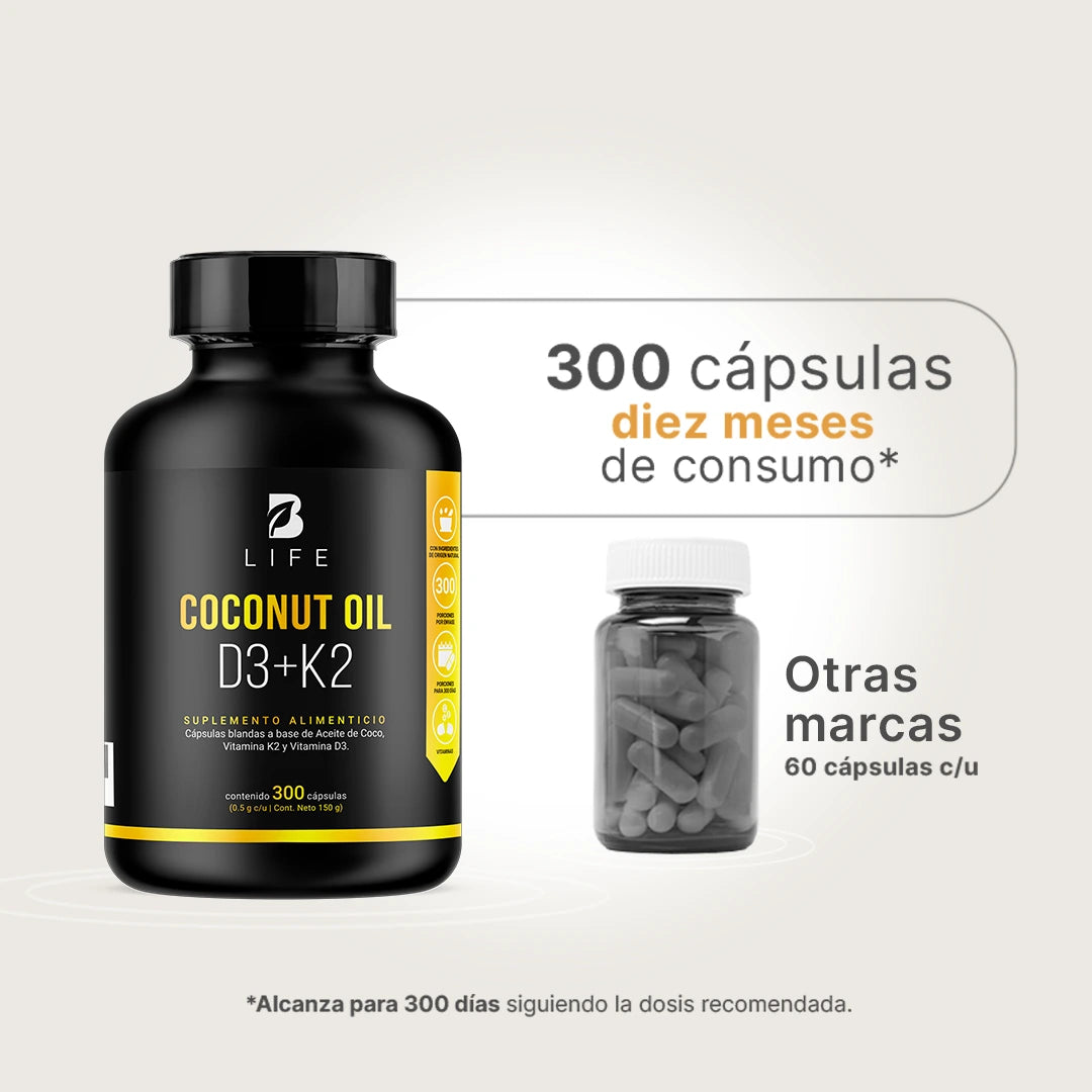 B Life Coconut Oil D3 + K2 300 Capsulas