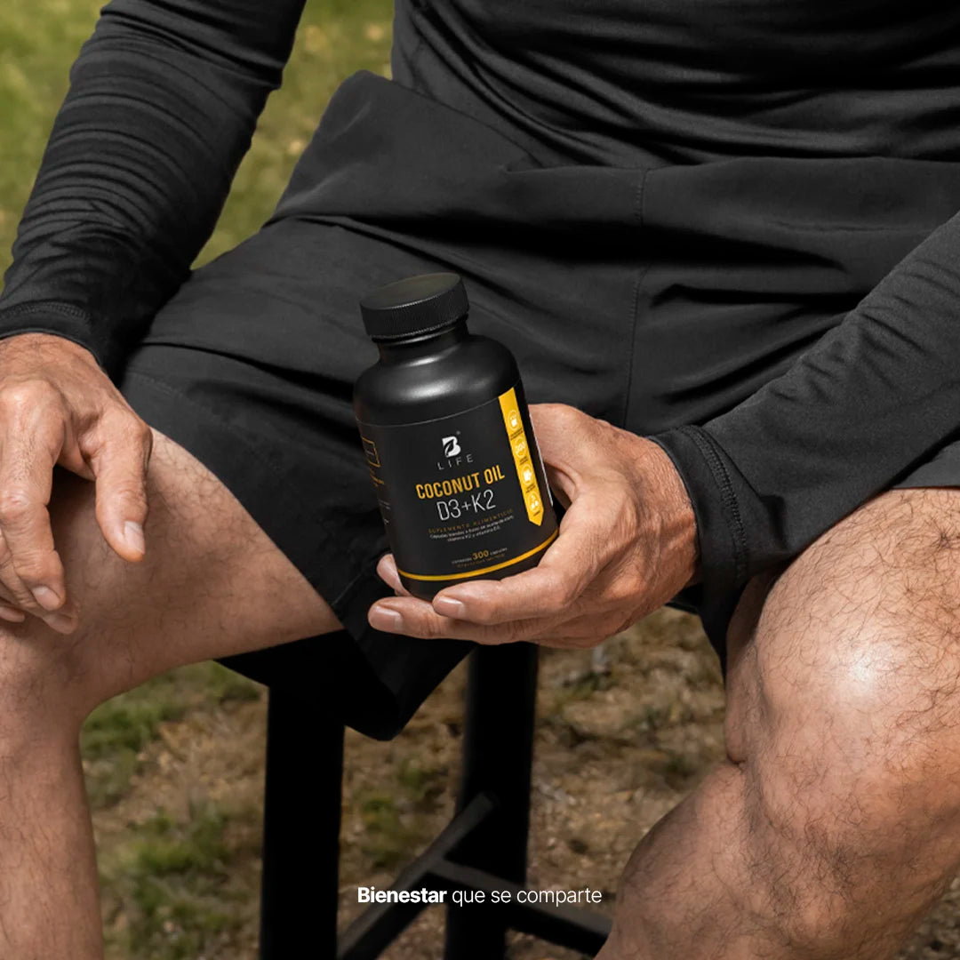 B Life Coconut Oil D3+K2 | Aceite de Coco, Vitamina D3 y K2 300 Capsulas