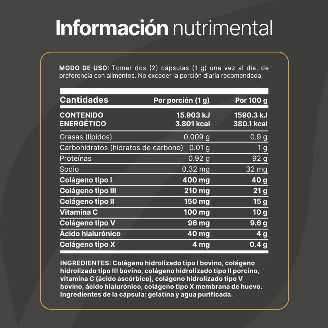 B Life Collagen Blend I II III V X | Colágeno Hidrolizado Tipo I, II, III, V y X 180 Capsulas