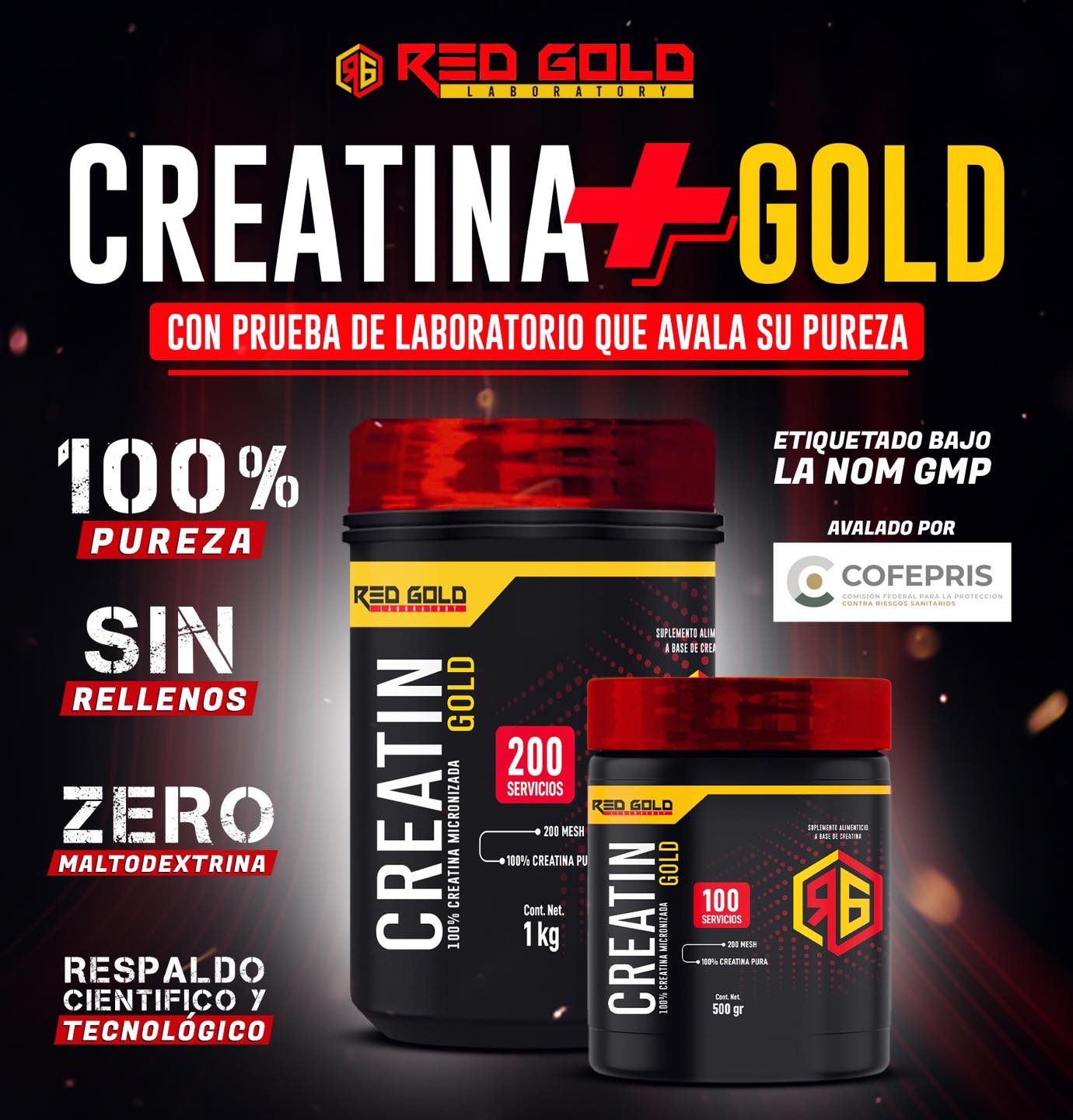 Red Gold Creatine Gold 500 Gramos 100 Servicios