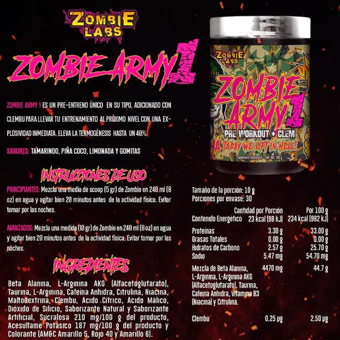 Zombie Labs Zombie Army 1 Pre-Workout + Clem 30 Servicios