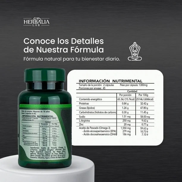 Herbalia Lab Maca Negra + L-Arginina 90 Capsulas