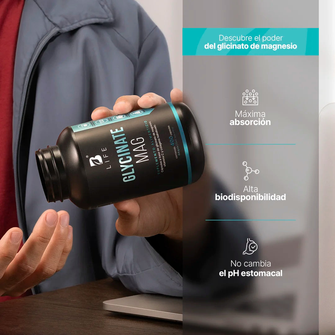 B Life Glycinate Mag | Glicinato de Magnesio 400 Capsulas
