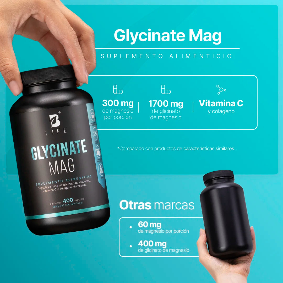 B Life Glycinate Mag | Glicinato de Magnesio 400 Capsulas