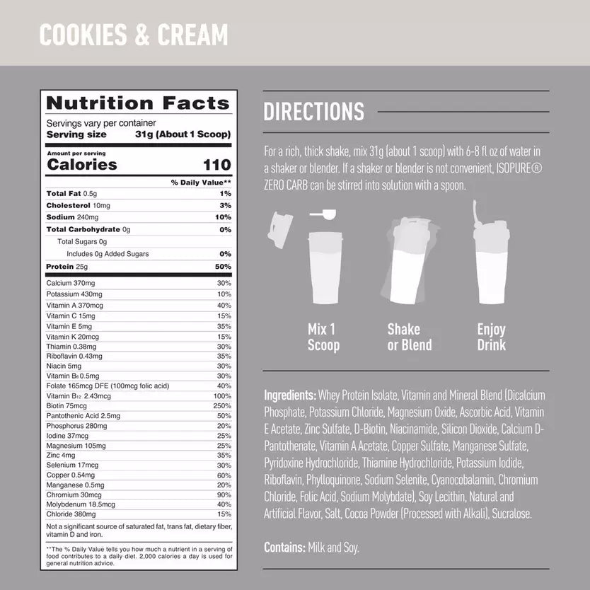 Isopure Zero Carb / Low Carb 3 Lbs