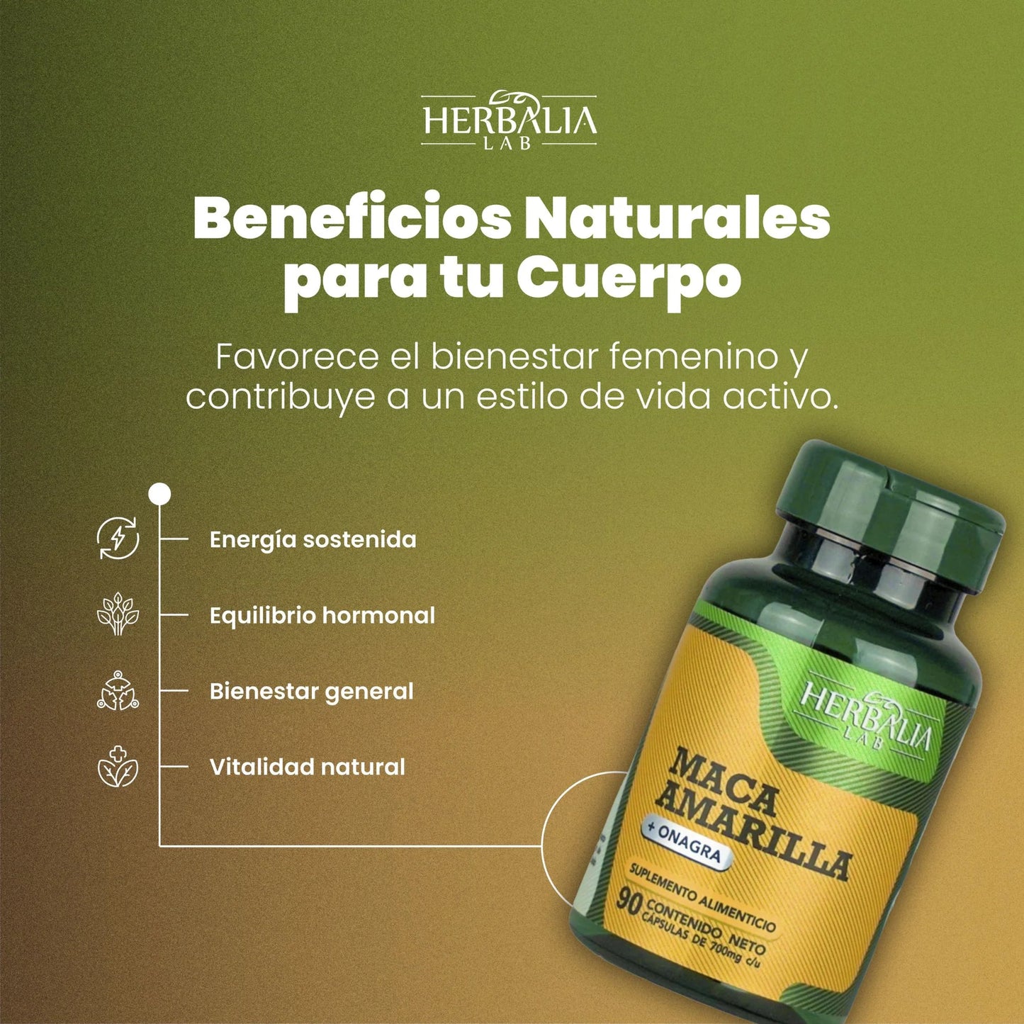 Herbalia Lab Maca Amarilla + Onagra 90 Capsulas