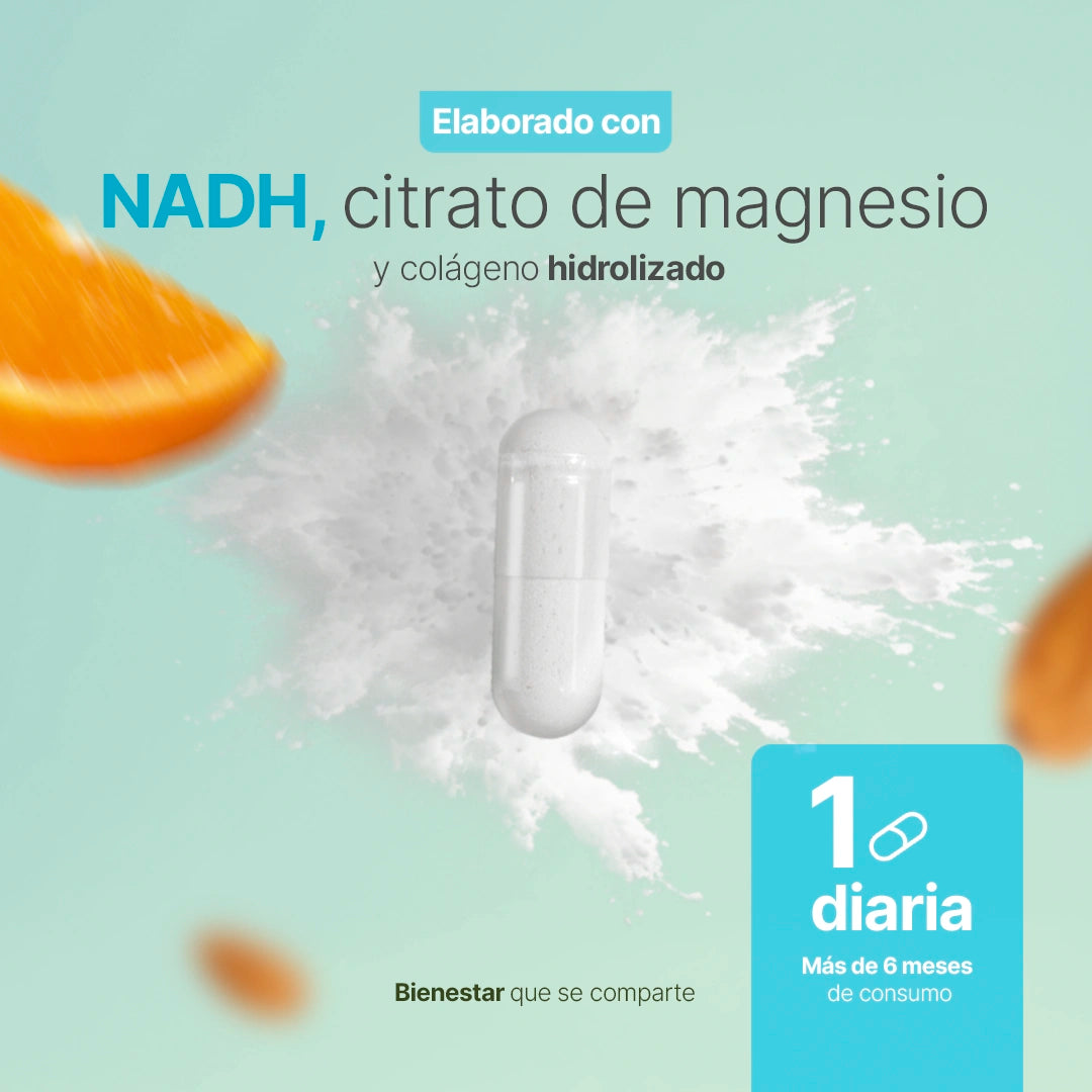 B Life NADH Blend | NADH, Colágeno Hidrolizado y Vitamina C 180 Capsulas