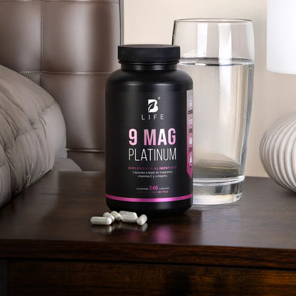 B Life 9 Mag Platinum Complejo de Magnesio con Vitamina C y Colágeno 240 Capsulas
