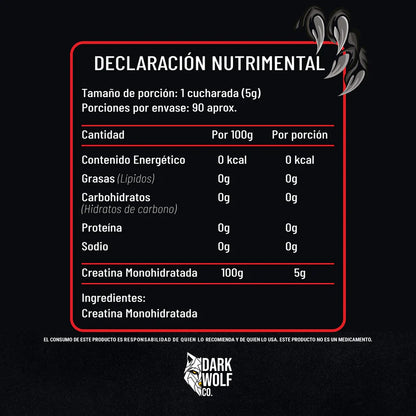 Dark Wolf Creatina 450 Gramos 90 Servicios