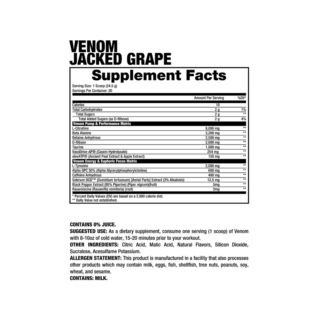 Dragon Pharma Venom Fully-Loaded Pre-Workout Catalyst 20 Servicios