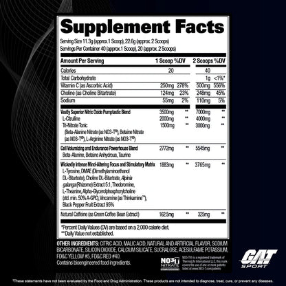Gat Sport Nitraflex Black 40 Servicios