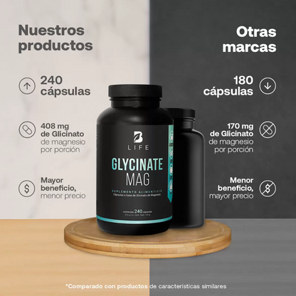 B Life Glycinate Mag | Glicinato de Magnesio 240 Capsulas