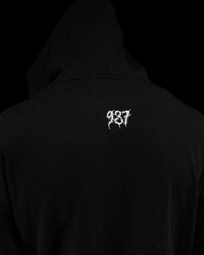 Breathedivinity Oversized Zip-Up Hoodie Grim Reaper Embroidered Ghost