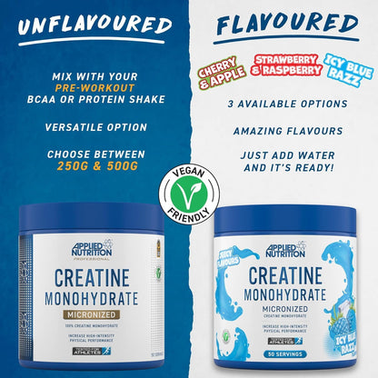 Applied Nutrition Creatine Monohydrate Micronized 250 Gramos 50 Servicios