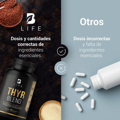 B Life Thyr Blend | Fórmula a base de L-Tirosina, Yodo y Vitamina B12 180 Capsulas