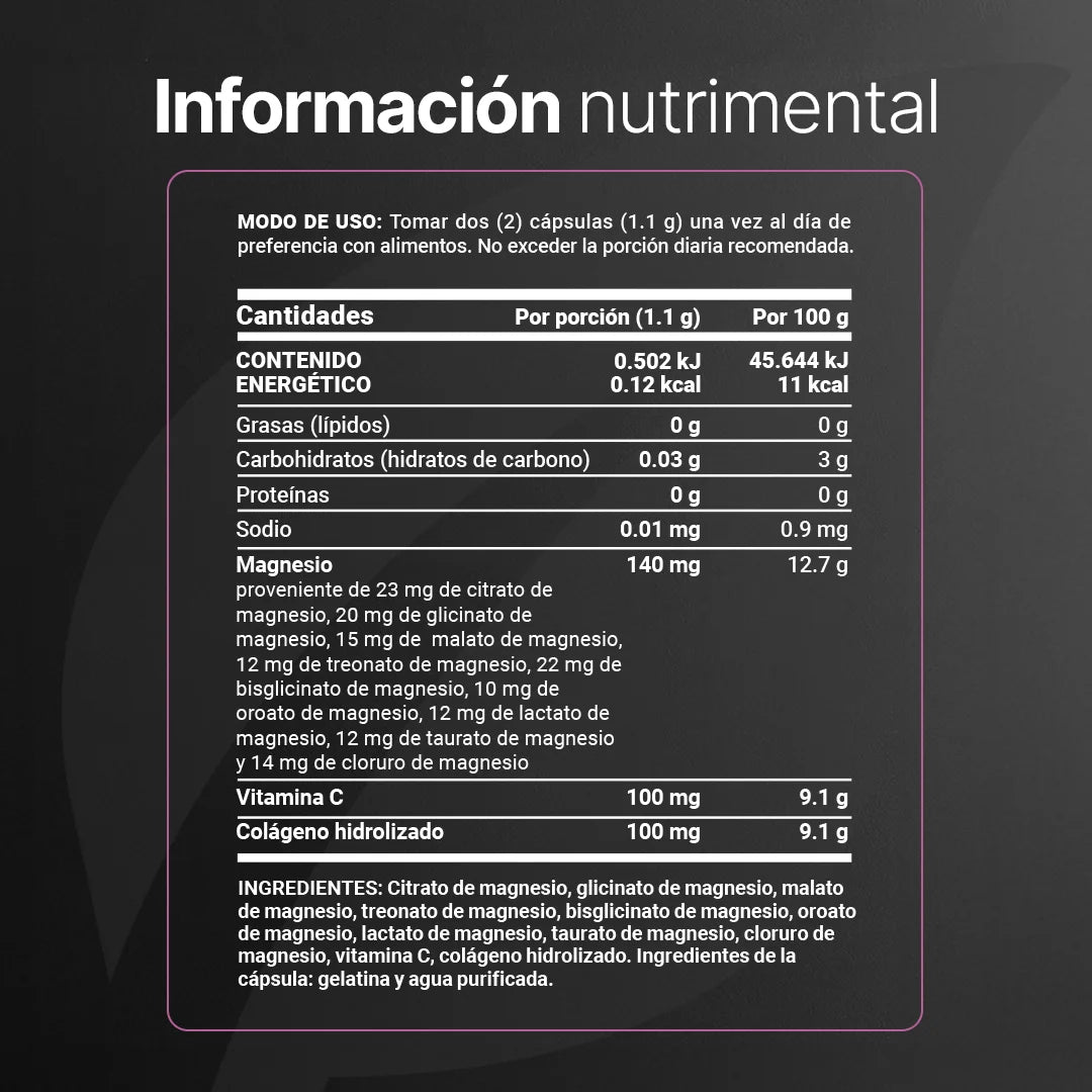 B Life 9 Mag Platinum Complejo de Magnesio con Vitamina C y Colágeno 240 Capsulas