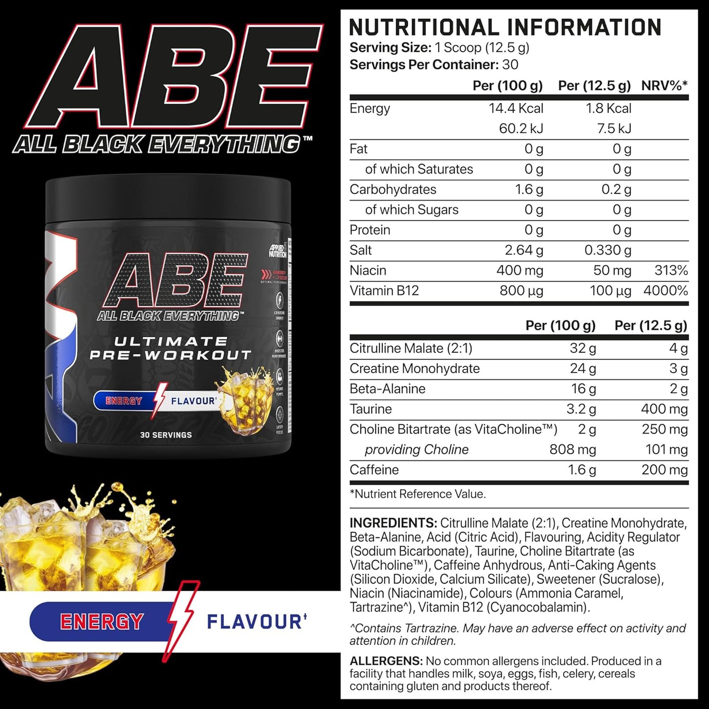 Applied Nutrition Abe All Black Everything Ultimate Pre-Workout 30 Servicios