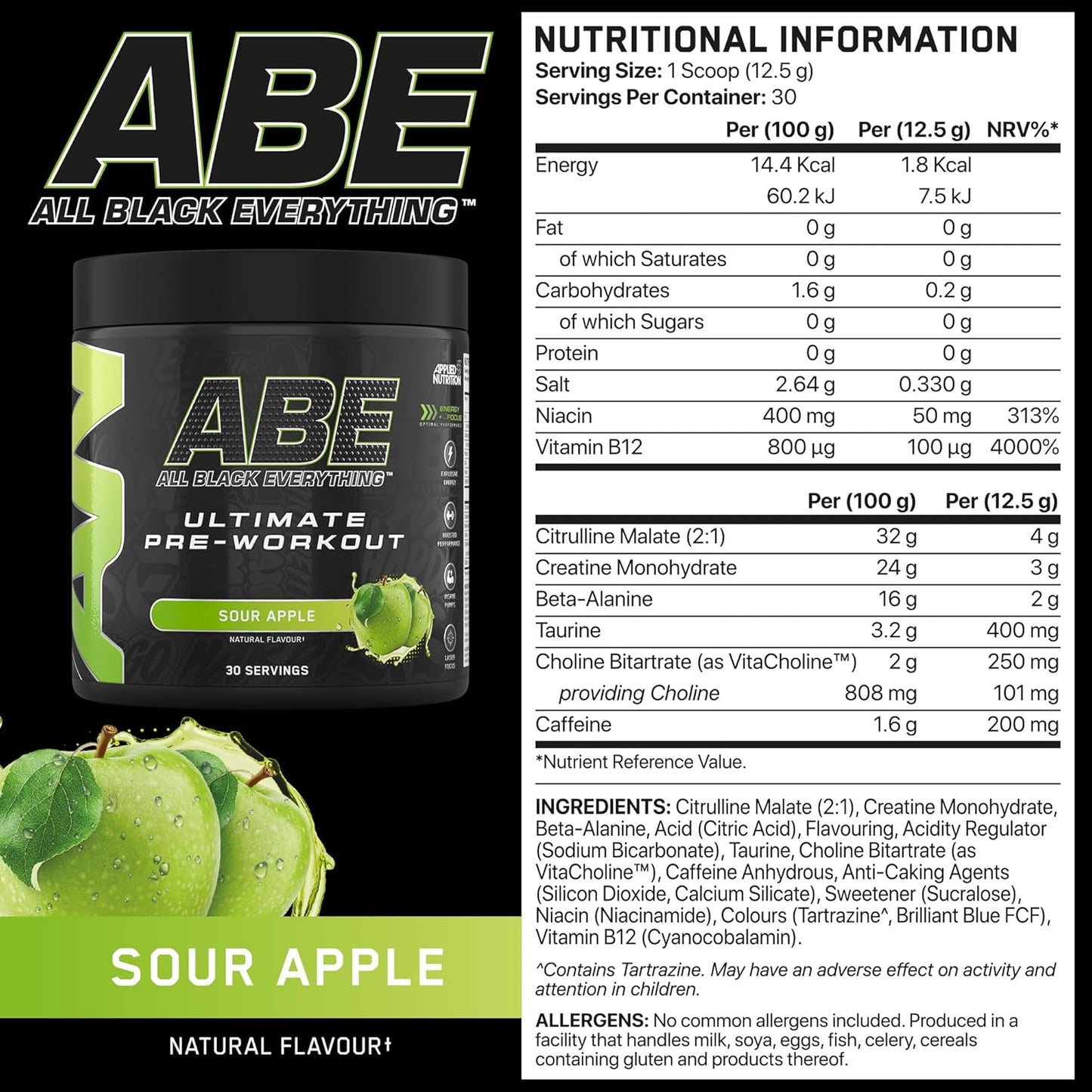 Applied Nutrition Abe All Black Everything Ultimate Pre-Workout 30 Servicios