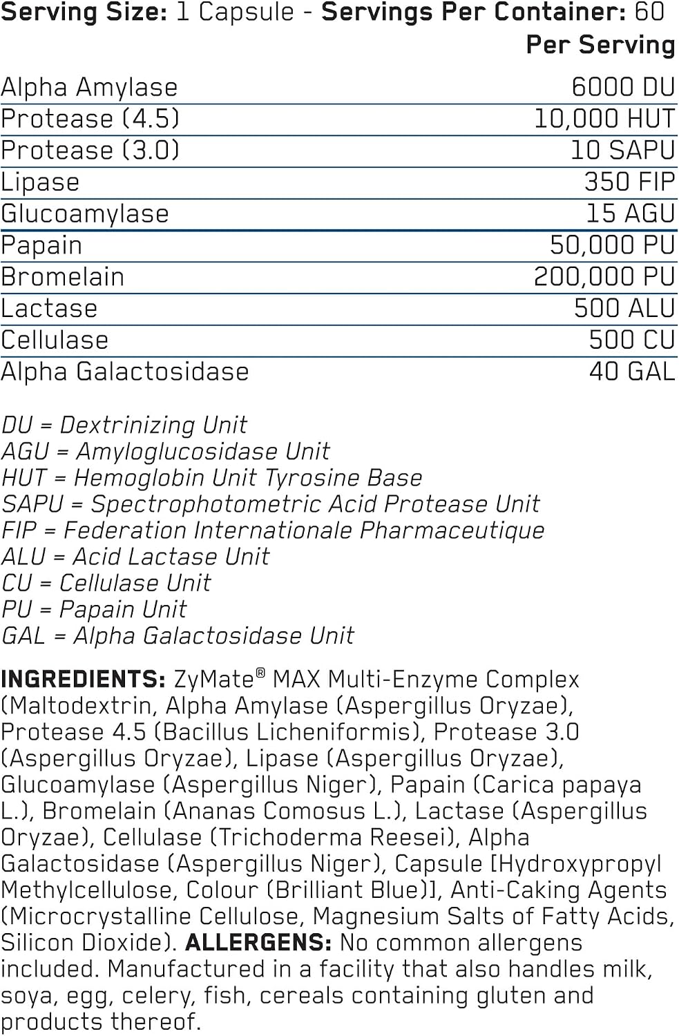 Applied Nutrition Advanced Digestive Enzyme 60 Capsulas
