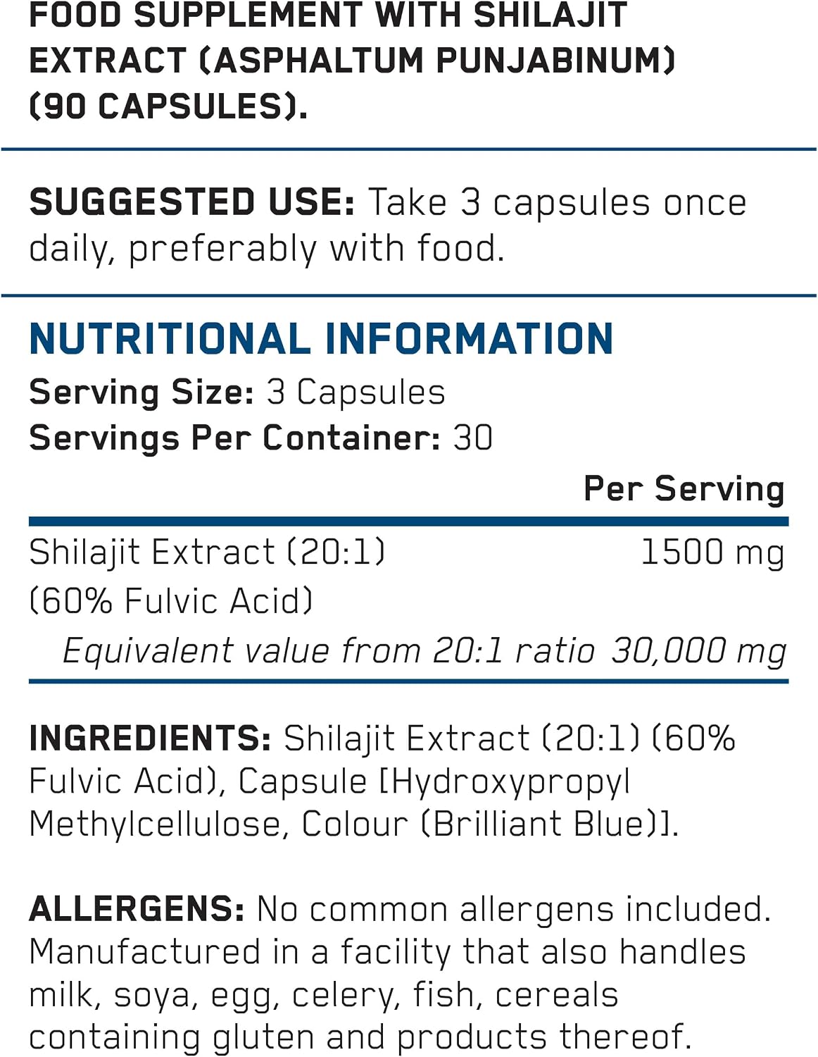 Applied Nutrition Shilajit Himalayan Health 90 Capsulas