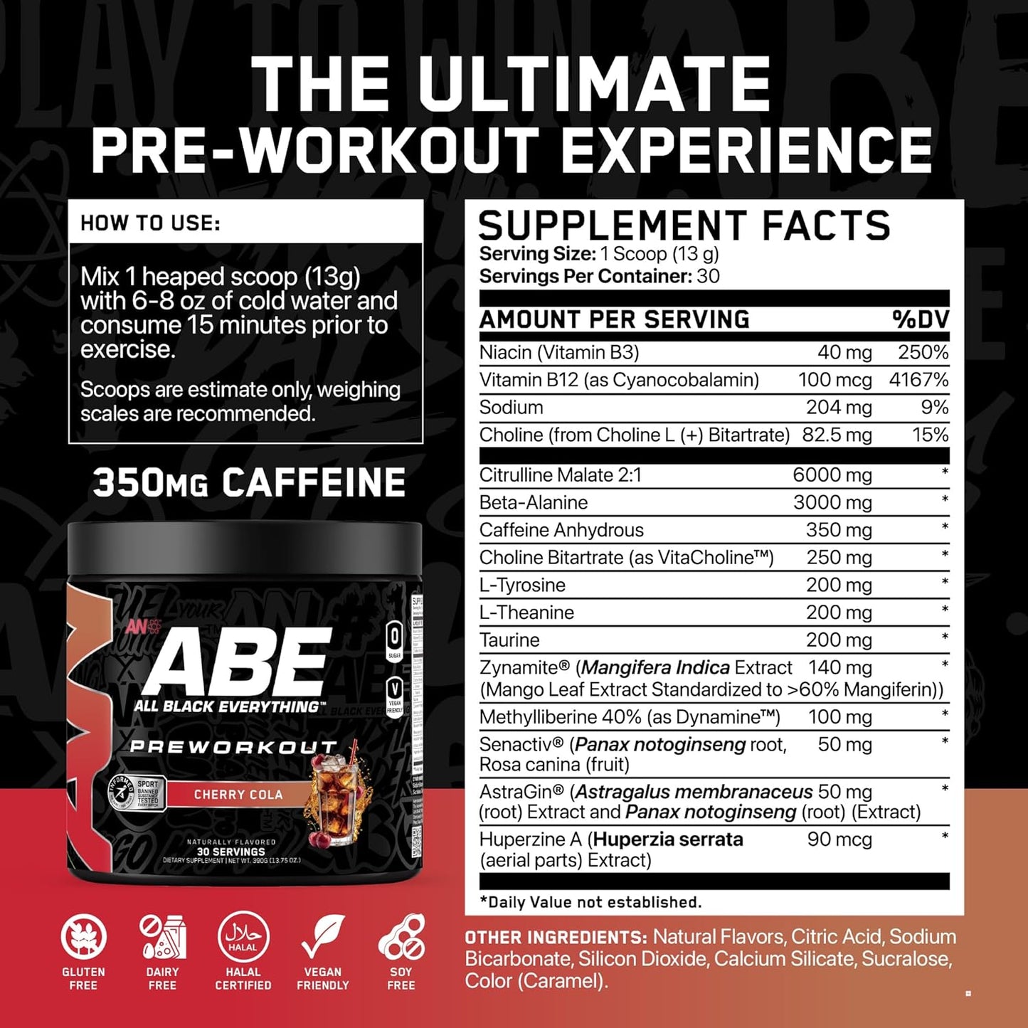 Applied Nutrition Abe All Black Everything Pre 30 Servicios