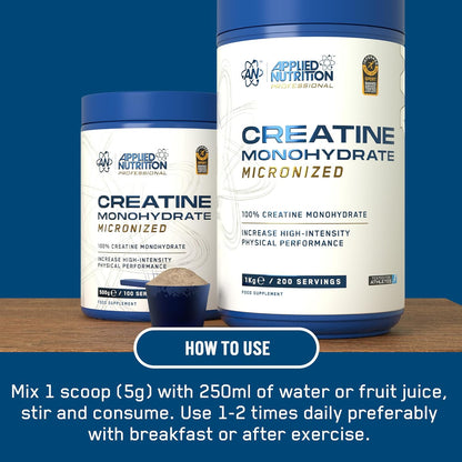 Applied Nutrition Creatine Monohydrate Micronized 1 Kg 200 Servicios