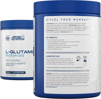 Applied Nutrition L-Glutamine Micronized 500 Gramos 100 Servicios