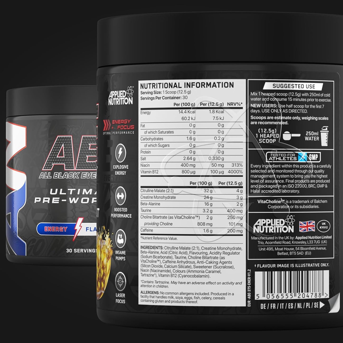 Applied Nutrition Abe All Black Everything Ultimate Pre-Workout 30 Servicios