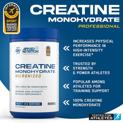 Applied Nutrition Creatine Monohydrate Micronized 1 Kg 200 Servicios