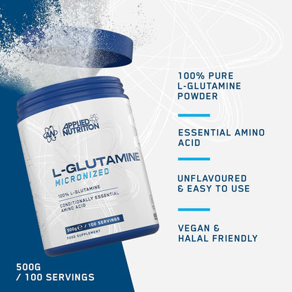 Applied Nutrition L-Glutamine Micronized 500 Gramos 100 Servicios