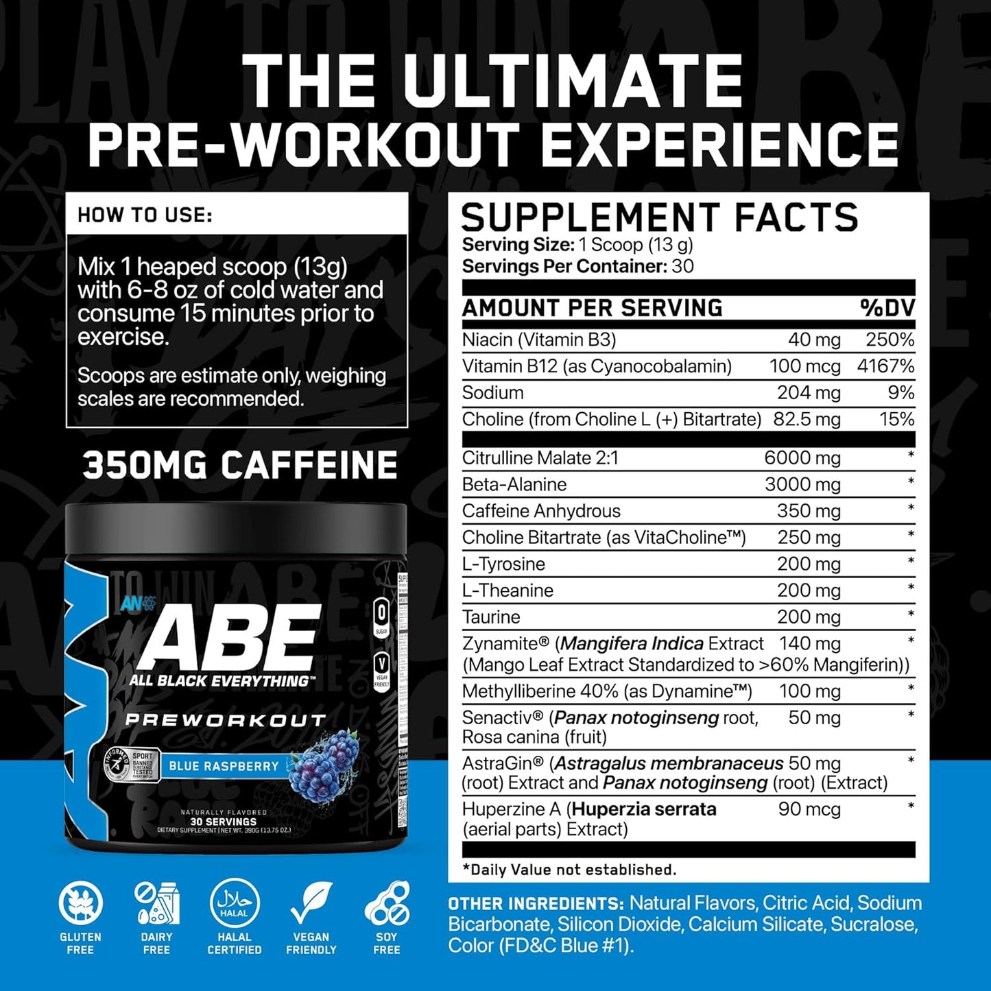 Applied Nutrition Abe All Black Everything Pre 30 Servicios